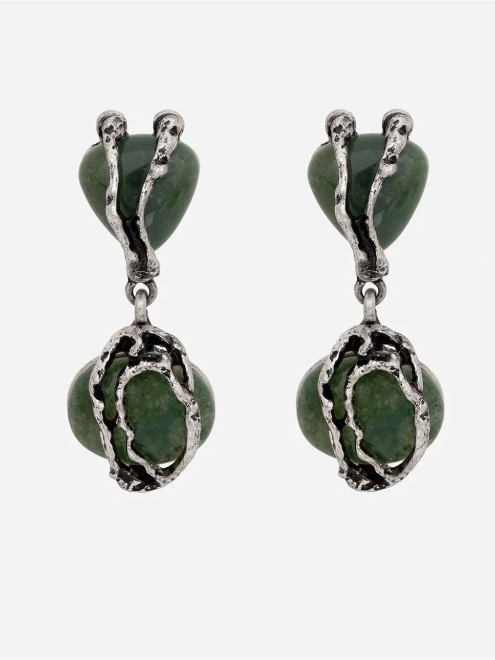 Disturbia Ambrosia Moss Agate drop earrings goth whimsygoth alien industrial - Picture 3 of 6